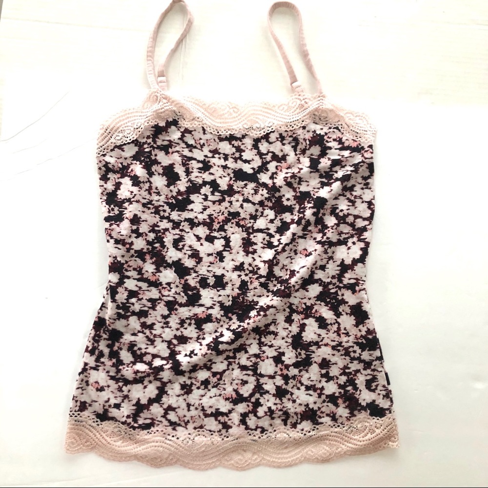 Ann Taylor pink and black floral camisole